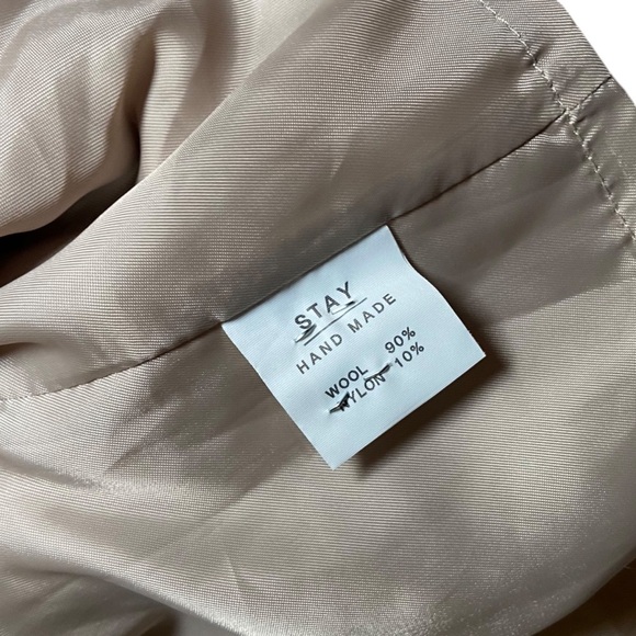 ‎Wool Normcore Neutral Coat Hooded Size Large Relaxed Fit Full Zip - Picture 5 of 5